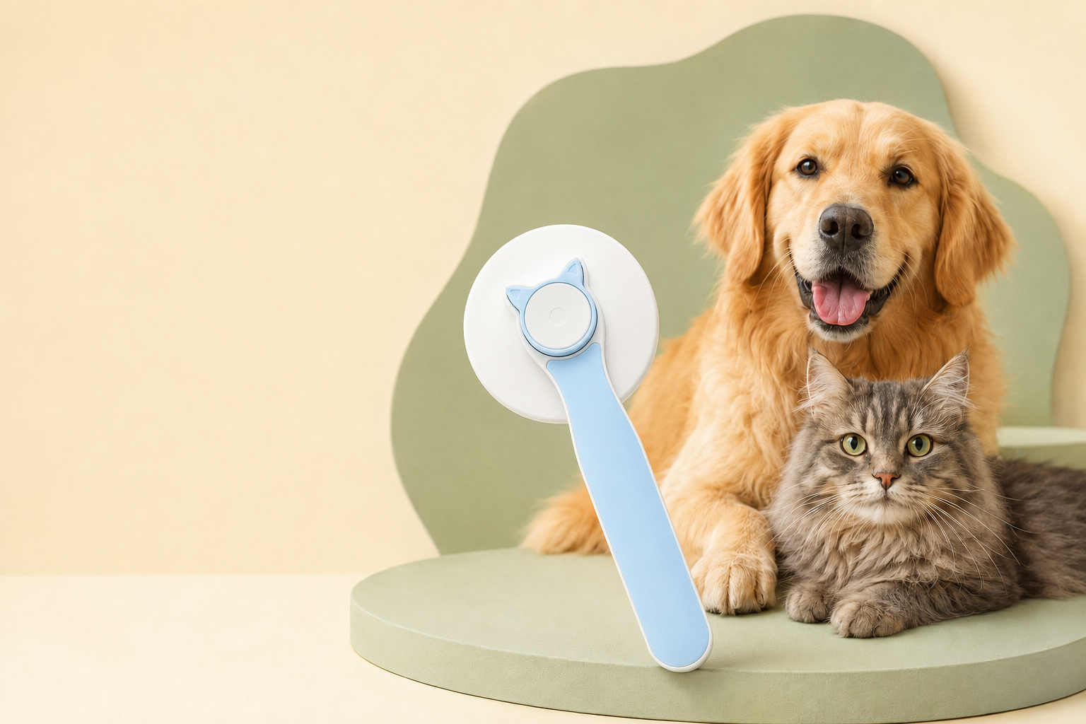 Cat and dog with the PRUSH deshedding brush